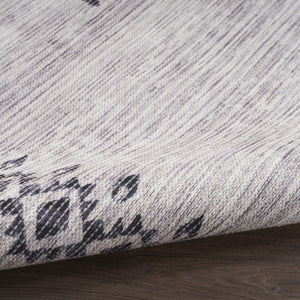 Homeroots 8' X 10' Gray And Ivory Geometric Power Loom Washable Area Rug  Cotton Blend 533037