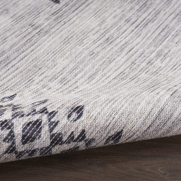 Homeroots 8' X 10' Gray And Ivory Geometric Power Loom Washable Area Rug  Cotton Blend 533037