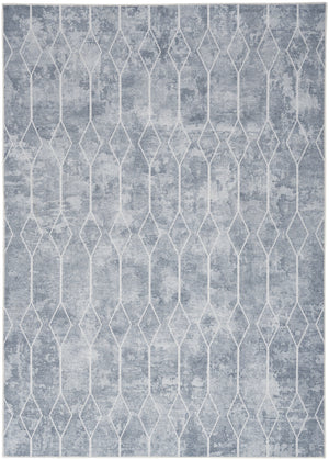 Homeroots 8' X 10' Blue And Gray Geometric Power Loom Washable Area Rug  Cotton Blend 533039