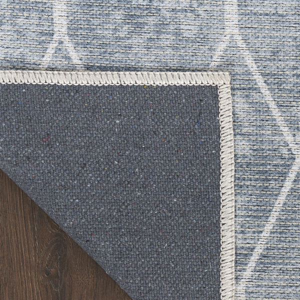 Homeroots 8' X 10' Blue And Gray Geometric Power Loom Washable Area Rug  Cotton Blend 533039