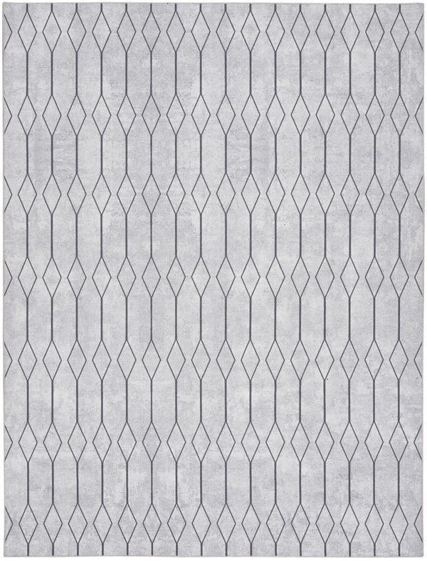 Homeroots 8' X 10' Ivory And Gray Geometric Power Loom Washable Area Rug  Cotton Blend 533041