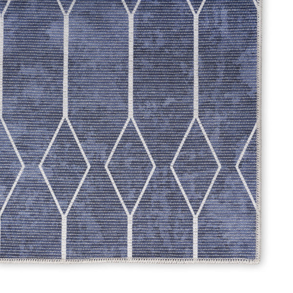 HomeRoots 5' Blue and Ivory Geometric Area Rug - Modern Power Loomed Design, Durable & Easy Care for Your Home 8' X 10' 533045