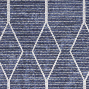 HomeRoots 5' Blue and Ivory Geometric Area Rug - Modern Power Loomed Design, Durable & Easy Care for Your Home 8' X 10' 533045