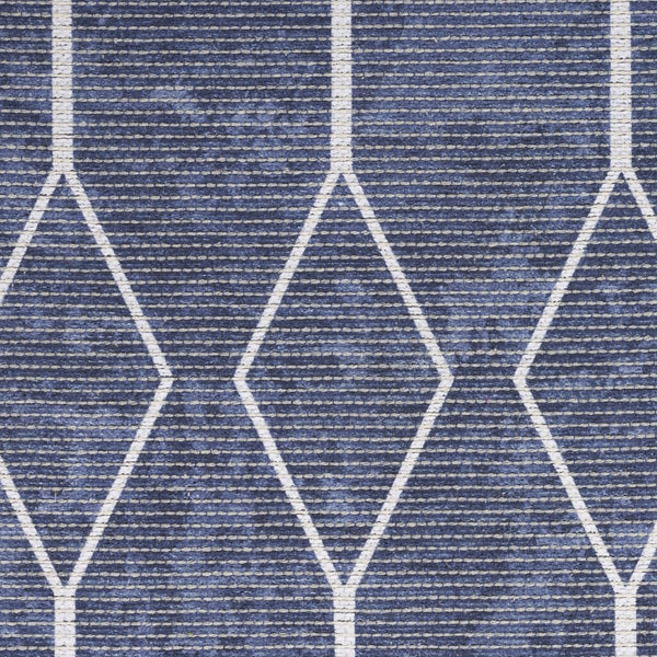 HomeRoots 5' Blue and Ivory Geometric Area Rug - Modern Power Loomed Design, Durable & Easy Care for Your Home 8' X 10' 533045