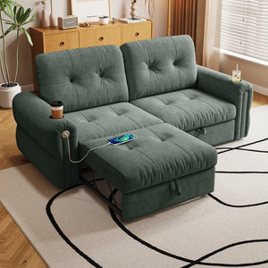 English Elm It Chenille Convertible Sleeper Loveseat with Steel Frame for Guest Rooms W3820S00020