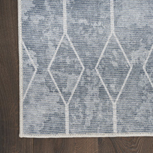 HomeRoots 9' Contemporary Blue and Gray Geometric Power Loom Area Rug - Stylish, Machine Washable, Easy Care 9' X 12' 533051