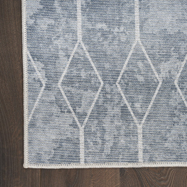 HomeRoots 9' Contemporary Blue and Gray Geometric Power Loom Area Rug - Stylish, Machine Washable, Easy Care 9' X 12' 533051