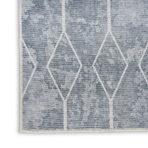 HomeRoots 9' Contemporary Blue and Gray Geometric Power Loom Area Rug - Stylish, Machine Washable, Easy Care 9' X 12' 533051