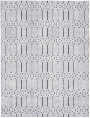 Homeroots 9' X 12' Ivory And Gray Geometric Power Loom Washable Area Rug  Cotton Blend 533053