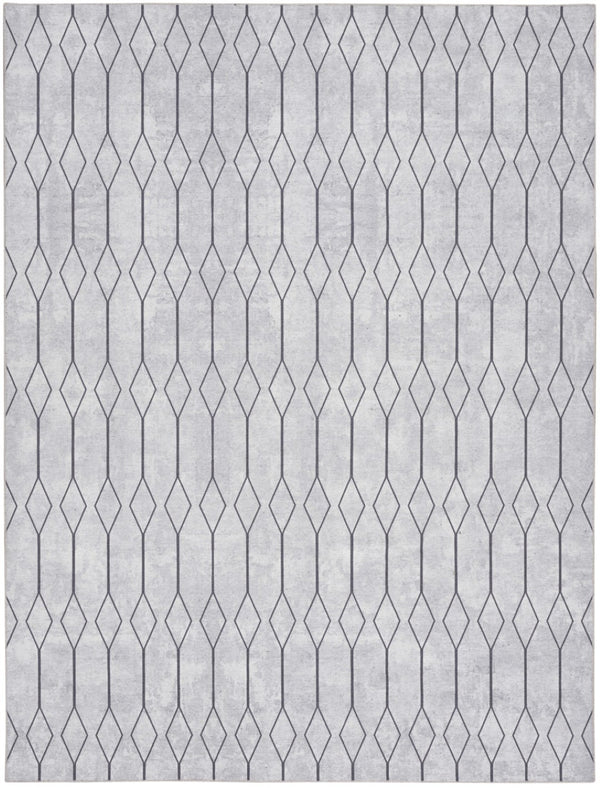 HomeRoots 9' Ivory and Gray Geometric Power Loomed Area Rug - Modern, Washable Design for Any Room Decor 9' X 12' 533053