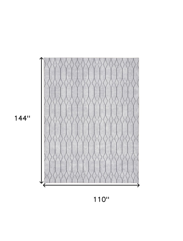 Homeroots 9' X 12' Ivory And Gray Geometric Power Loom Washable Area Rug  Cotton Blend 533053