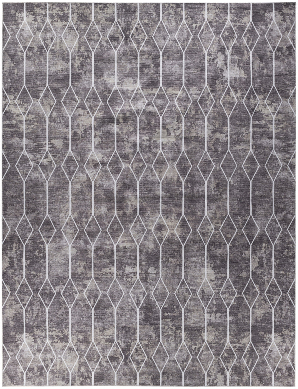 Homeroots 9' X 12' Brown And Ivory Geometric Power Loom Washable Area Rug  Cotton Blend 533055