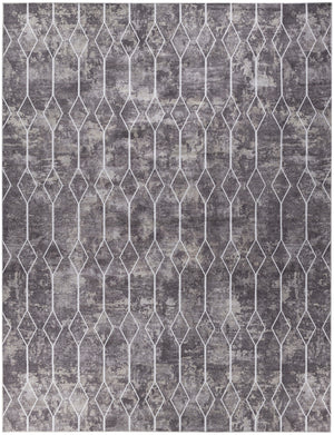 Homeroots 9' X 12' Brown And Ivory Geometric Power Loom Washable Area Rug  Cotton Blend 533055