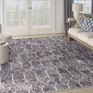 Homeroots 9' X 12' Brown And Ivory Geometric Power Loom Washable Area Rug  Cotton Blend 533055