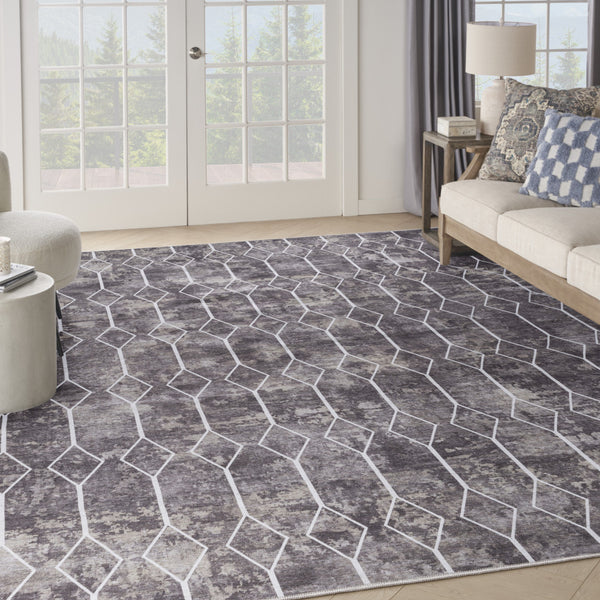 Homeroots 9' X 12' Brown And Ivory Geometric Power Loom Washable Area Rug  Cotton Blend 533055