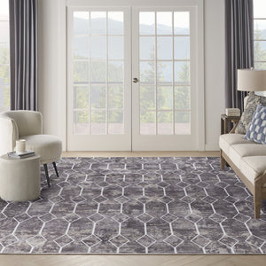 Homeroots 9' X 12' Brown And Ivory Geometric Power Loom Washable Area Rug  Cotton Blend 533055