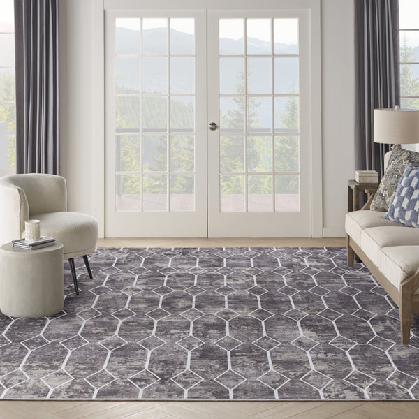 Homeroots 9' X 12' Brown And Ivory Geometric Power Loom Washable Area Rug  Cotton Blend 533055