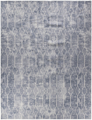 Homeroots 9' X 12' Blue And Beige Geometric Power Loom Washable Area Rug  Cotton Blend 533059