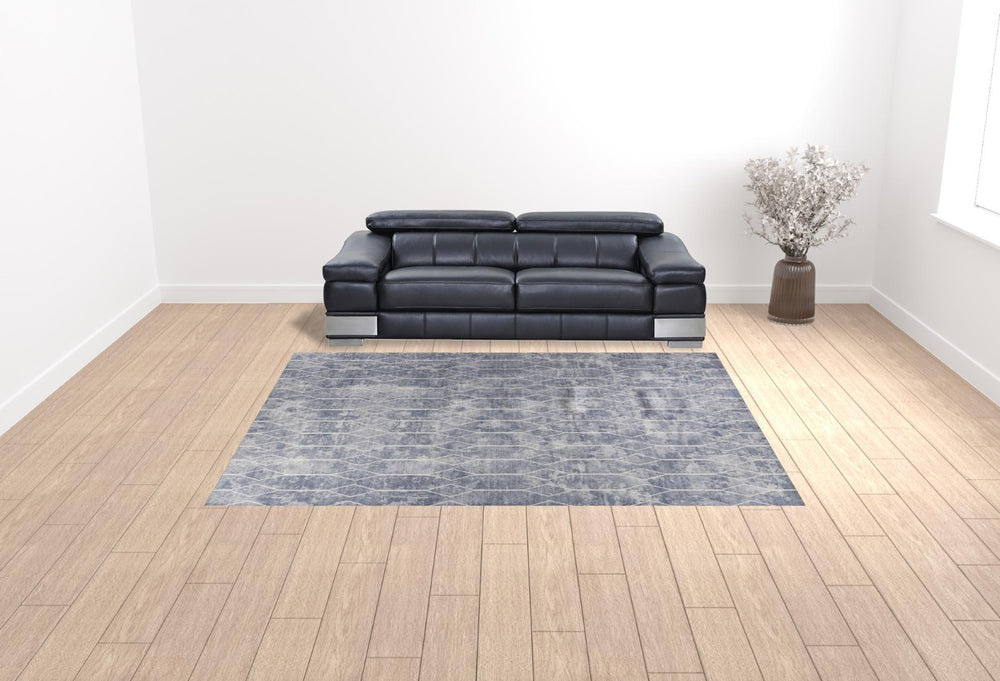 HomeRoots 9' Modern Geometric Blue and Beige Area Rug - Durable, Machine Washable for Easy Care and Style 9' X 12' 533059