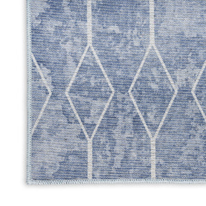 HomeRoots 9' Modern Geometric Blue and Beige Area Rug - Durable, Machine Washable for Easy Care and Style 9' X 12' 533059