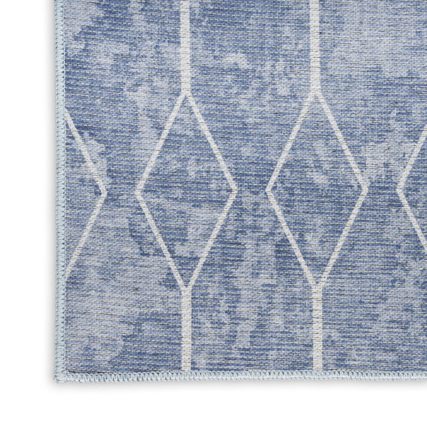 HomeRoots 9' Modern Geometric Blue and Beige Area Rug - Durable, Machine Washable for Easy Care and Style 9' X 12' 533059