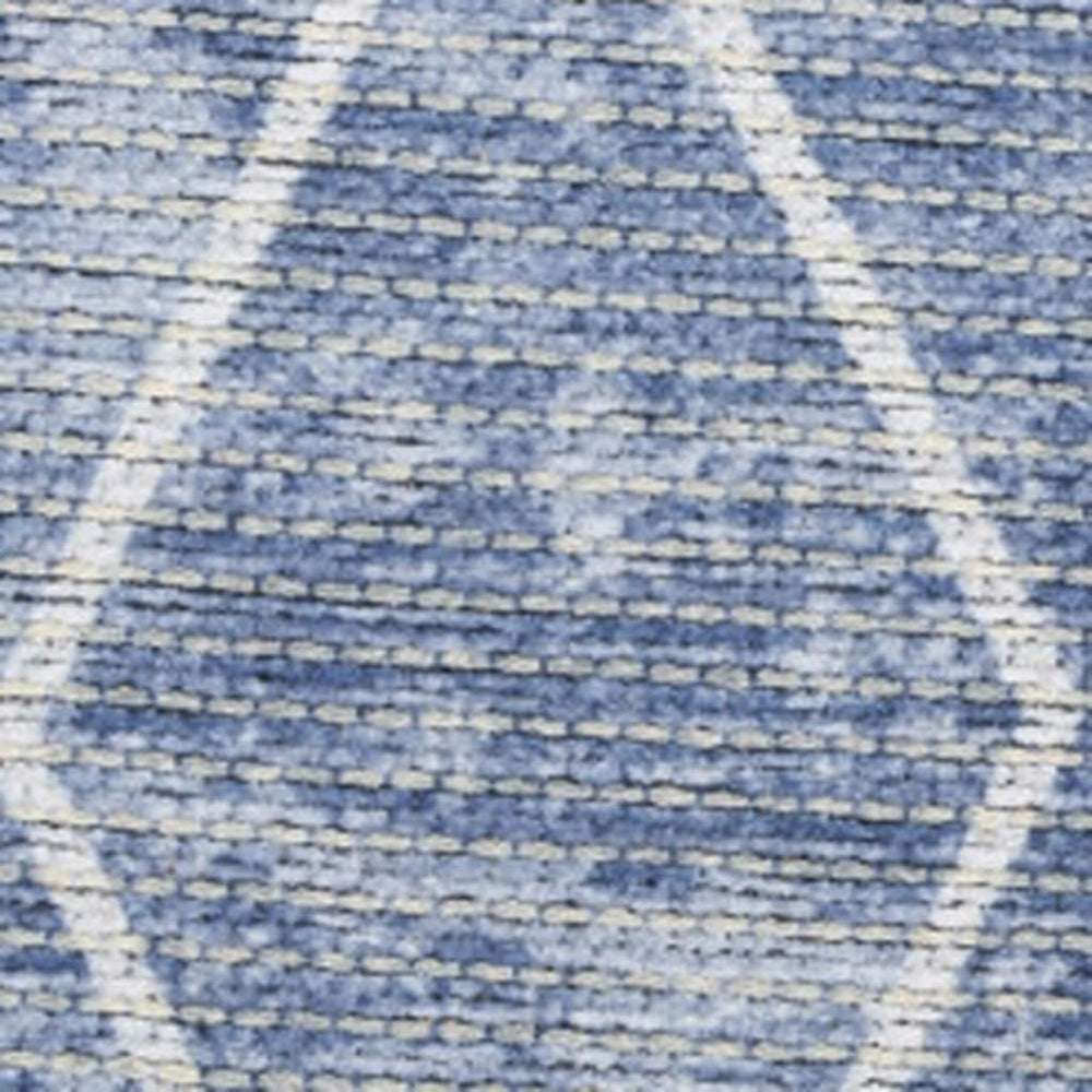 HomeRoots 9' Modern Geometric Blue and Beige Area Rug - Durable, Machine Washable for Easy Care and Style 9' X 12' 533059