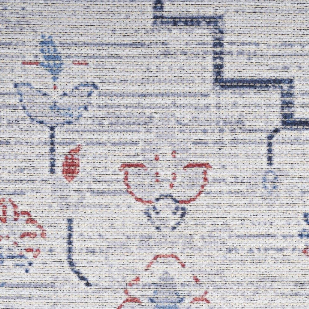 HomeRoots 5' Ivory and Blue Oriental Area Rug - Elegant Power Loomed Design, Washable, Soft Underfoot Comfort 5' X 8' 533063
