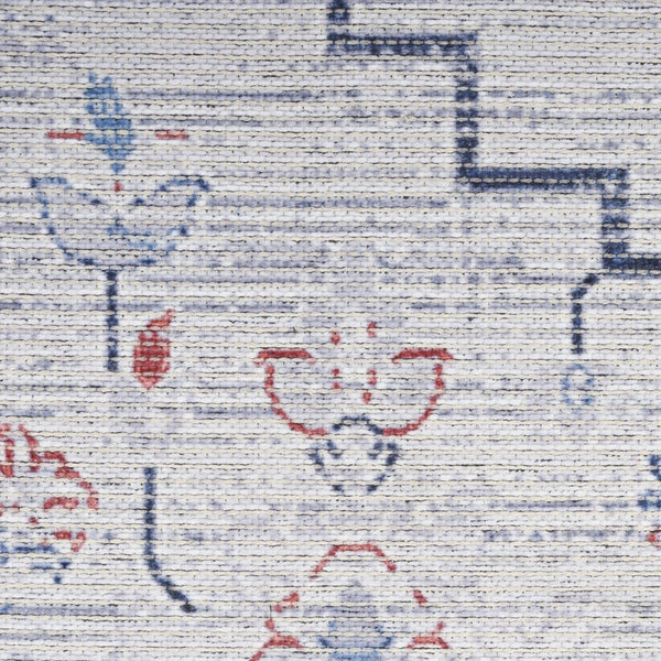HomeRoots 5' Ivory and Blue Oriental Area Rug - Elegant Power Loomed Design, Washable, Soft Underfoot Comfort 5' X 8' 533063