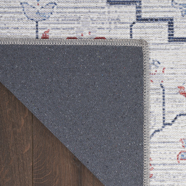 Homeroots 6' X 9' Ivory And Blue Oriental Power Loom Washable Area Rug  Cotton Blend 533065