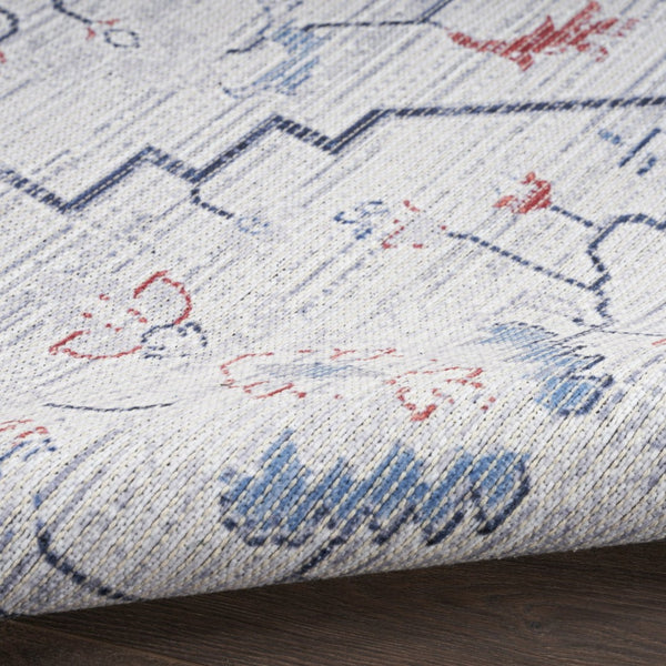 HomeRoots 5' Ivory and Blue Oriental Area Rug - Elegant Power Loomed Design, Washable, Soft Underfoot Comfort 8' X 10' 533069
