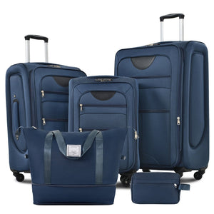 English Elm Softside Expandable Spinner Luggage Set with Tsa Lock Duffel Polyester Travel Dark Blue N732P201004M