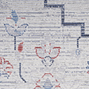 HomeRoots 5' Ivory and Blue Oriental Area Rug - Elegant Power Loomed Design, Washable, Soft Underfoot Comfort 9' X 12' 533071