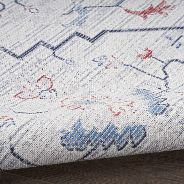 HomeRoots 5' Ivory and Blue Oriental Area Rug - Elegant Power Loomed Design, Washable, Soft Underfoot Comfort 9' X 12' 533071