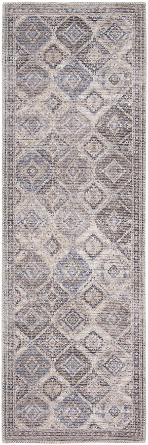 Homeroots 10' Ivory And Tan Floral Power Loom Distressed Washable Runner Rug  Cotton Blend 533073