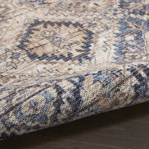 Homeroots 10' Ivory And Tan Floral Power Loom Distressed Washable Runner Rug  Cotton Blend 533073