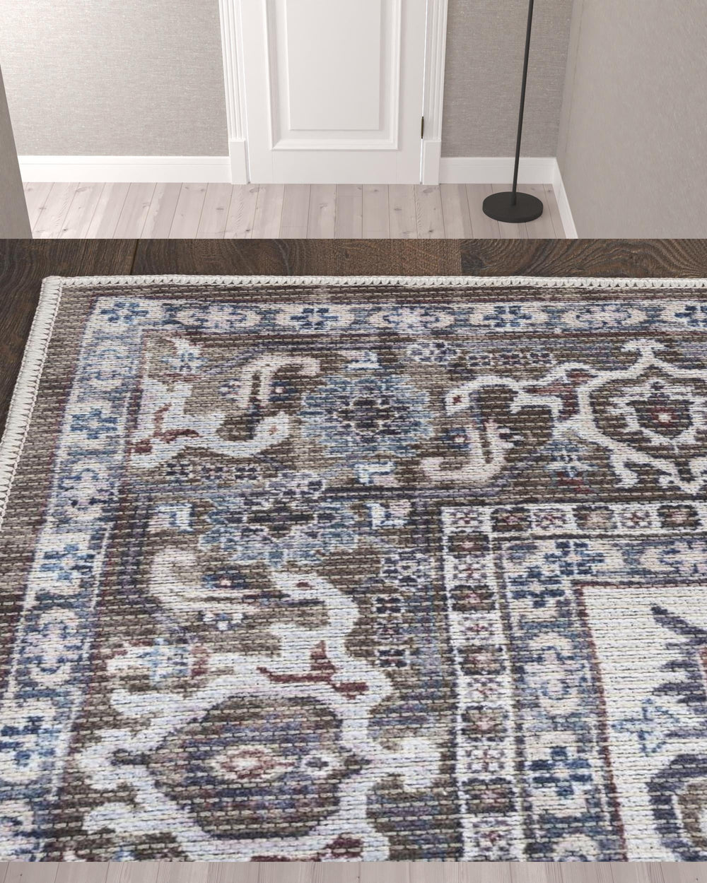 Homeroots 10' Green And Ivory Floral Power Loom Distressed Washable Runner Rug  Cotton Blend 533079