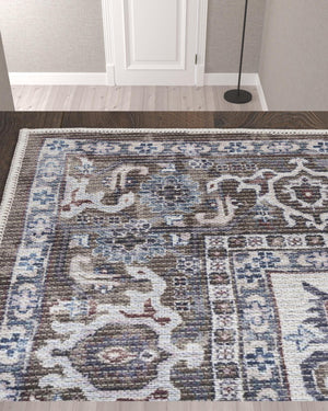 Homeroots 10' Green And Ivory Floral Power Loom Distressed Washable Runner Rug  Cotton Blend 533079