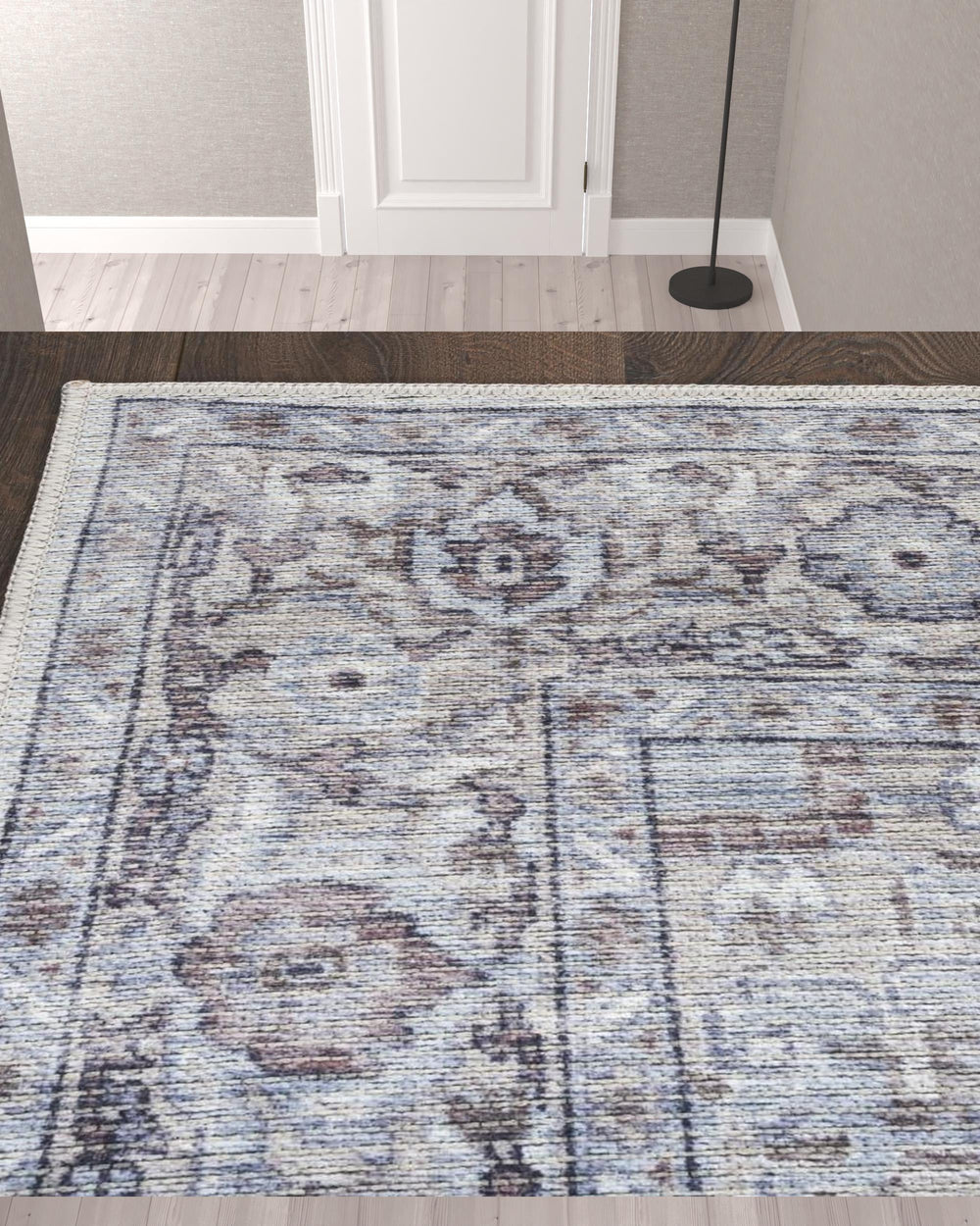 Homeroots 10' Beige And Ivory Floral Power Loom Distressed Washable Runner Rug  Cotton Blend 533085