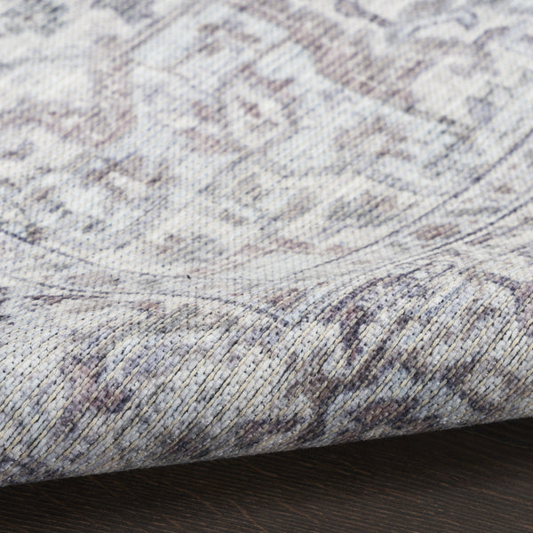 Homeroots 10' Gray And Ivory Floral Power Loom Distressed Washable Runner Rug  Cotton Blend 533091