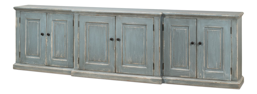 Sarreid San Marco Bungalow Credenza - Stunning Blue/Grey Finish In Durable Russian Pine For Stylish Storage Blue  53311