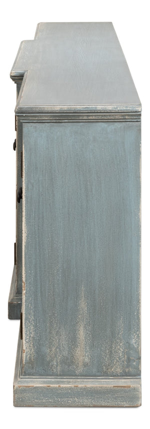 Sarreid San Marco Bungalow Credenza - Stunning Blue/Grey Finish In Durable Russian Pine For Stylish Storage Blue  53311