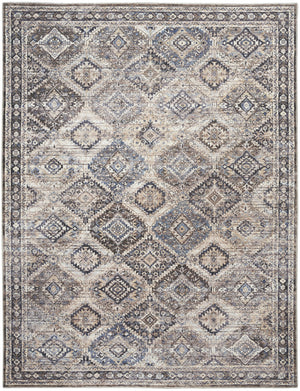 Homeroots 9' X 12' Ivory And Tan Floral Power Loom Distressed Washable Area Rug  Cotton Blend 533121