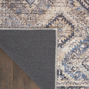 Homeroots 9' X 12' Ivory And Tan Floral Power Loom Distressed Washable Area Rug  Cotton Blend 533121