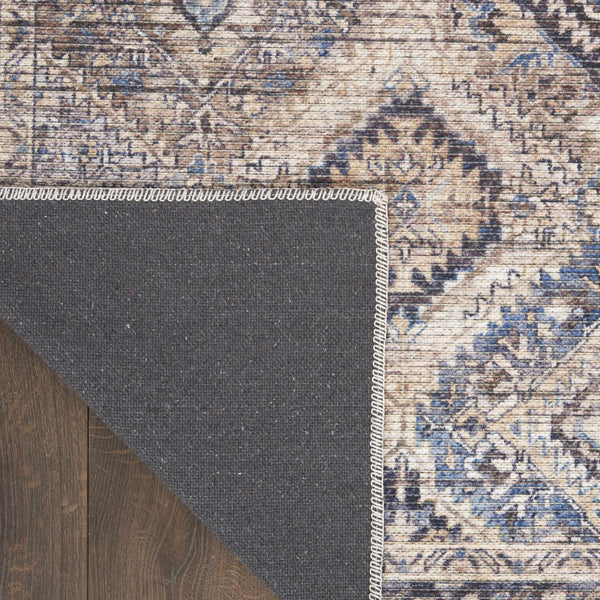 Homeroots 9' X 12' Ivory And Tan Floral Power Loom Distressed Washable Area Rug  Cotton Blend 533121