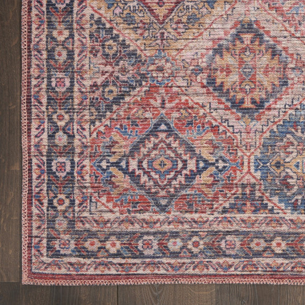 HomeRoots 9' Blue and Red Floral Area Rug - Power Loomed, Washable Design for Timeless Charm and Easy Care 9' X 12' 533125