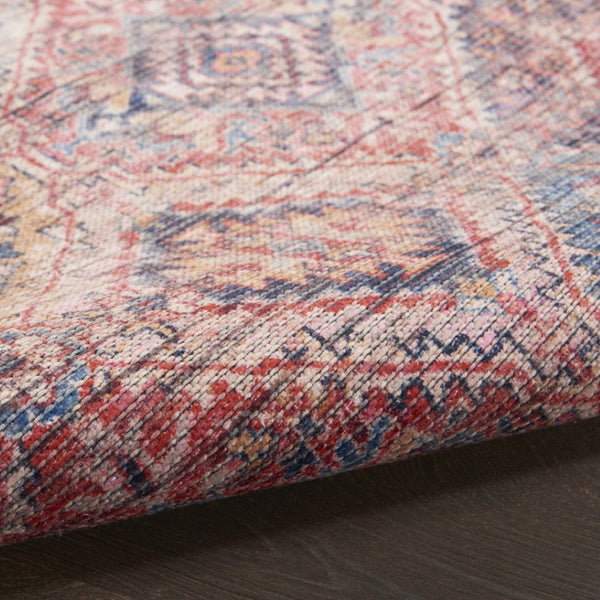 HomeRoots 9' Blue and Red Floral Area Rug - Power Loomed, Washable Design for Timeless Charm and Easy Care 9' X 12' 533125