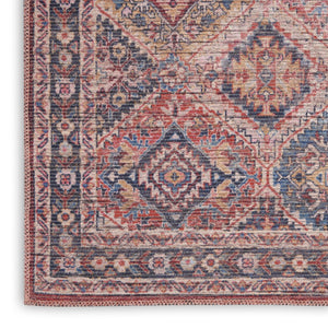 HomeRoots 9' Blue and Red Floral Area Rug - Power Loomed, Washable Design for Timeless Charm and Easy Care 9' X 12' 533125