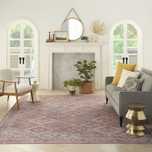 HomeRoots 9' Blue and Red Floral Area Rug - Power Loomed, Washable Design for Timeless Charm and Easy Care 9' X 12' 533125