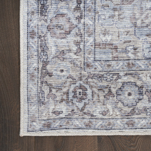 HomeRoots 9' X 12' Floral Power Loomed Area Rug - Distressed Washable Design for Elegant, Easy Care Living Spaces Beige, Ivory 533131