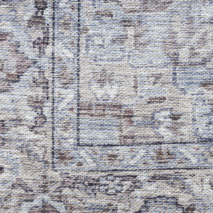 HomeRoots 9' X 12' Floral Power Loomed Area Rug - Distressed Washable Design for Elegant, Easy Care Living Spaces Beige, Ivory 533131